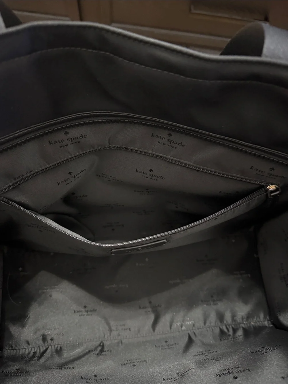 kate spade Black Nylon Tote with Logo Webbed Straps